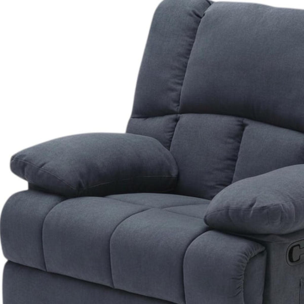 HomeRoots 39" Gray Manual Recliner - Plush Polyester Blend Chair with Easy-Use Handle & Storage Pocket 718706
