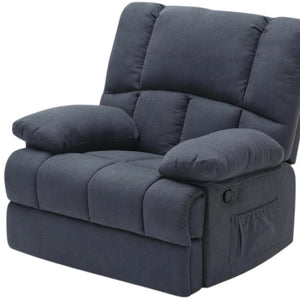 HomeRoots 39" Gray Manual Recliner - Plush Polyester Blend Chair with Easy-Use Handle & Storage Pocket 718706
