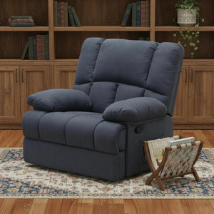 HomeRoots 39" Gray Manual Recliner - Plush Polyester Blend Chair with Easy-Use Handle & Storage Pocket 718706