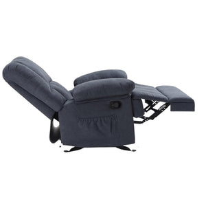 HomeRoots 39" Gray Manual Recliner - Plush Polyester Blend Chair with Easy-Use Handle & Storage Pocket 718706