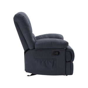 HomeRoots 39" Gray Manual Recliner - Plush Polyester Blend Chair with Easy-Use Handle & Storage Pocket 718706