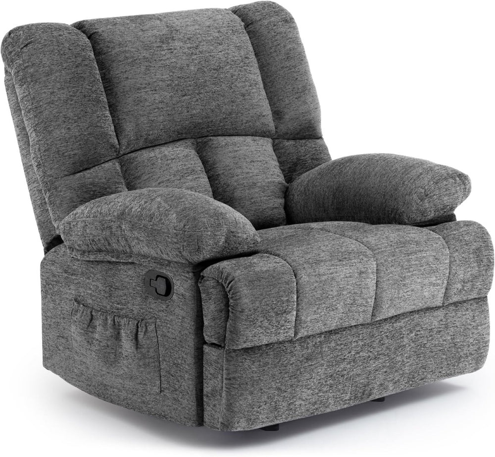 HomeRoots 39" Gray Polyester Blend Manual Recliner - Effortless Comfort, Stylish Design for Any Space 718708