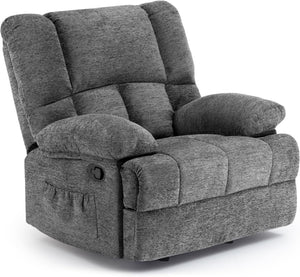HomeRoots 39" Gray Polyester Blend Manual Recliner - Effortless Comfort, Stylish Design for Any Space 718708