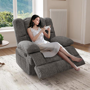 HomeRoots 39" Gray Polyester Blend Manual Recliner - Effortless Comfort, Stylish Design for Any Space 718708