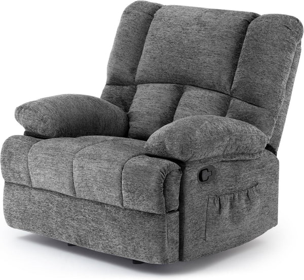 HomeRoots 39" Gray Polyester Blend Manual Recliner - Effortless Comfort, Stylish Design for Any Space 718708