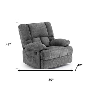 HomeRoots 39" Gray Polyester Blend Manual Recliner - Effortless Comfort, Stylish Design for Any Space 718708