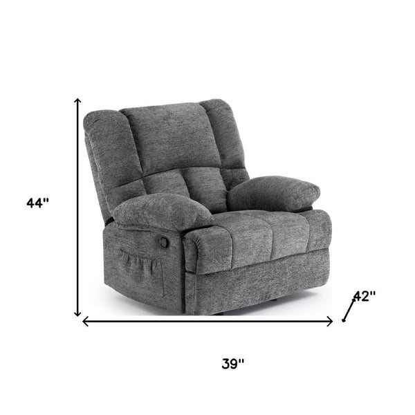 HomeRoots 39" Gray Polyester Blend Manual Recliner - Effortless Comfort, Stylish Design for Any Space 718708