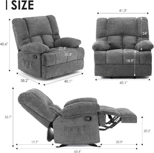 HomeRoots 39" Gray Polyester Blend Manual Recliner - Effortless Comfort, Stylish Design for Any Space 718708