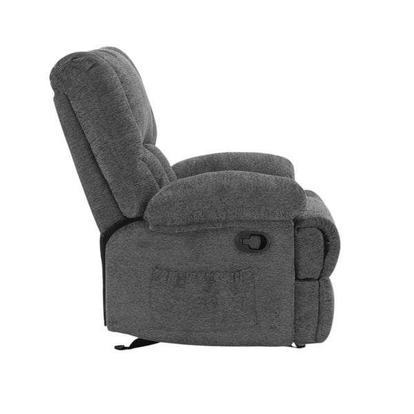 HomeRoots 39" Beige Manual Recliner - Soft Polyester Blend, 3-Position Comfort, Ideal for Any Room Decor 718709