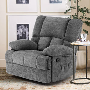 HomeRoots 39" Beige Manual Recliner - Soft Polyester Blend, 3-Position Comfort, Ideal for Any Room Decor 718709