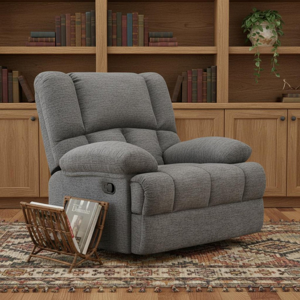 HomeRoots 39" Beige Manual Recliner - Soft Polyester Blend, 3-Position Comfort, Ideal for Any Room Decor 718709