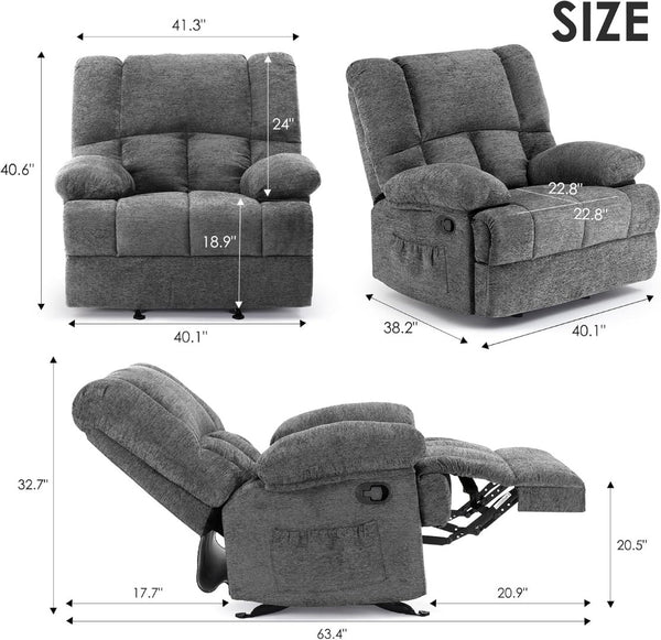 HomeRoots 39" Beige Manual Recliner - Soft Polyester Blend, 3-Position Comfort, Ideal for Any Room Decor 718709