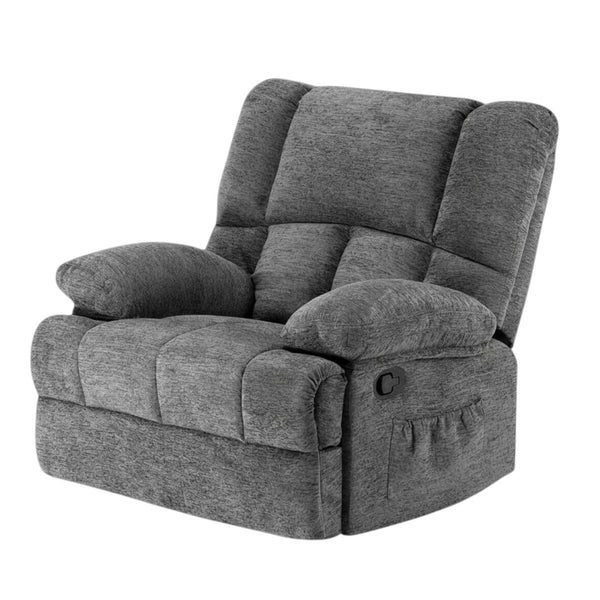 HomeRoots 39" Beige Manual Recliner - Soft Polyester Blend, 3-Position Comfort, Ideal for Any Room Decor 718709