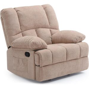 HomeRoots 40" Beige Faux Leather Manual Recliner - Stylish Comfort for Living Room, Easy Care & Supportive Seating 718710
