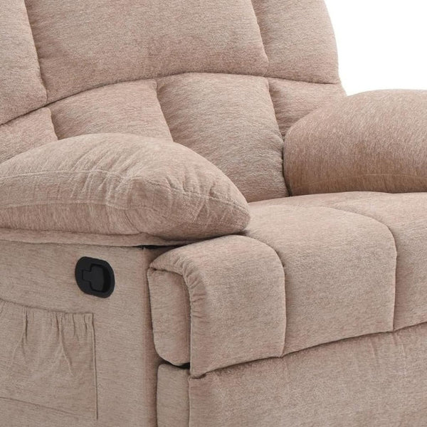 HomeRoots 40" Beige Faux Leather Manual Recliner - Stylish Comfort for Living Room, Easy Care & Supportive Seating 718710