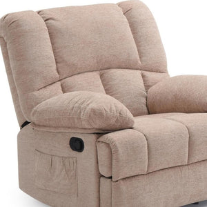 HomeRoots 40" Beige Faux Leather Manual Recliner - Stylish Comfort for Living Room, Easy Care & Supportive Seating 718710