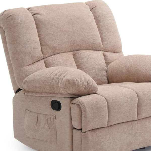 HomeRoots 40" Beige Faux Leather Manual Recliner - Stylish Comfort for Living Room, Easy Care & Supportive Seating 718710