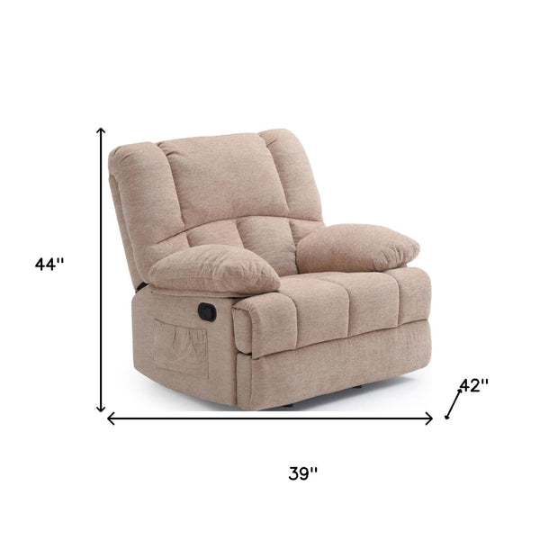 HomeRoots 40" Beige Faux Leather Manual Recliner - Stylish Comfort for Living Room, Easy Care & Supportive Seating 718710