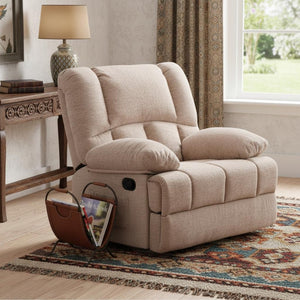 HomeRoots 40" Beige Faux Leather Manual Recliner - Stylish Comfort for Living Room, Easy Care & Supportive Seating 718710