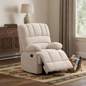 HomeRoots 40" Blue Faux Leather Manual Recliner - Stylish Comfort with 3 Reclining Positions & Storage Pocket 718711