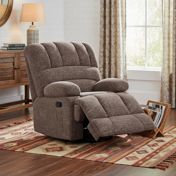 HomeRoots 40" Pink Faux Leather Manual Recliner - Stylish Comfort with Built-in Storage & Easy Care Design! 718714
