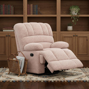 HomeRoots 40" White Faux Leather Manual Recliner - Chic Comfort with Modern Style, Easy-Care Upholstery & Storage 718715