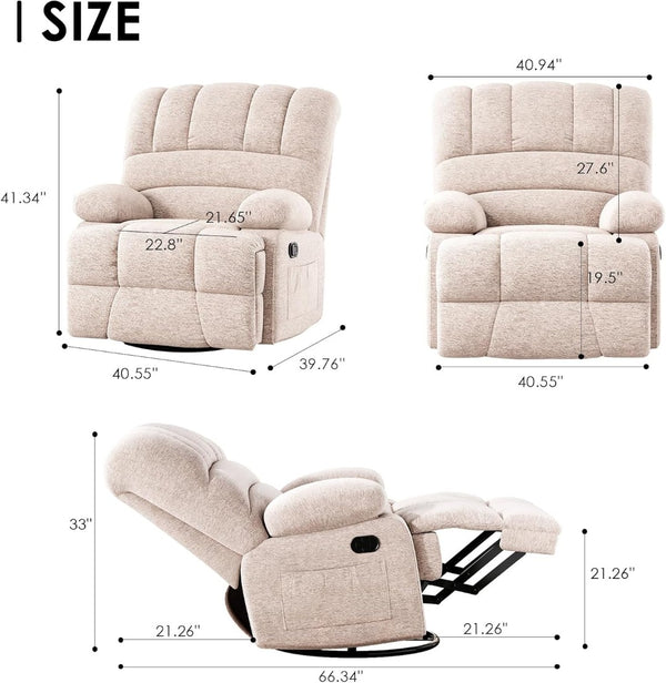 HomeRoots 40" Gray Faux Leather Manual Recliner - Stylish Comfort with 3-Position Recline & Storage Pocket 718718