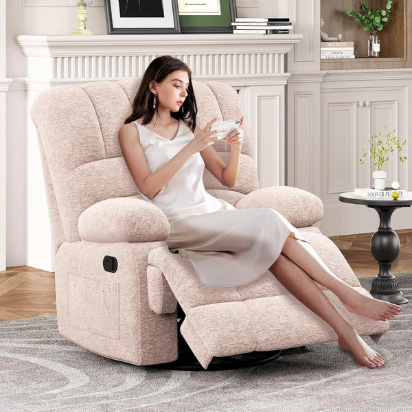 HomeRoots 36" Brown Faux Leather Manual Recliner - Effortless Comfort with Storage for Living Room Relaxation 718720