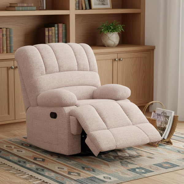 HomeRoots 36" Brown Faux Leather Manual Recliner - Effortless Comfort with Storage for Living Room Relaxation 718720