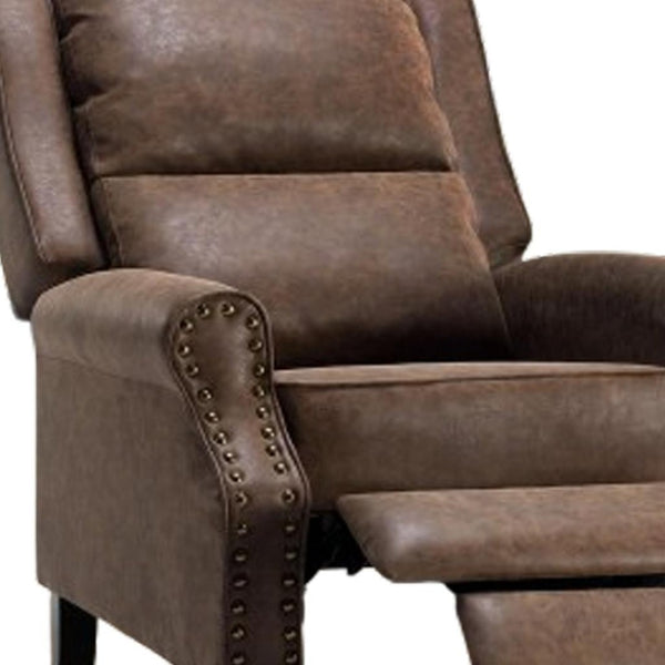 HomeRoots 37" Black Faux Leather Manual Recliner - Stylish Comfort, Easy Care, Perfect for Living Rooms & Offices 718723