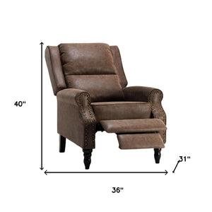 HomeRoots 37" Black Faux Leather Manual Recliner - Stylish Comfort, Easy Care, Perfect for Living Rooms & Offices 718723