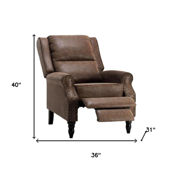 HomeRoots 37" Black Faux Leather Manual Recliner - Stylish Comfort, Easy Care, Perfect for Living Rooms & Offices 718723