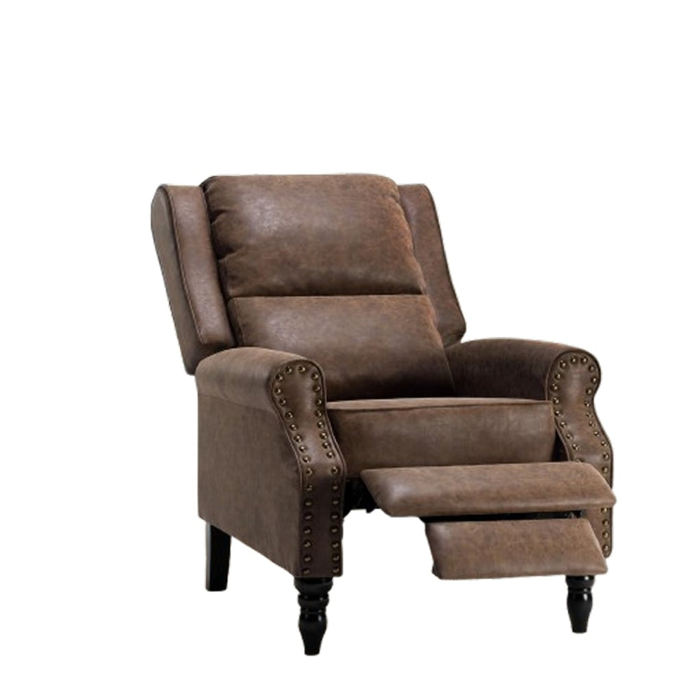 HomeRoots 37" Black Faux Leather Manual Recliner - Stylish Comfort, Easy Care, Perfect for Living Rooms & Offices 718723