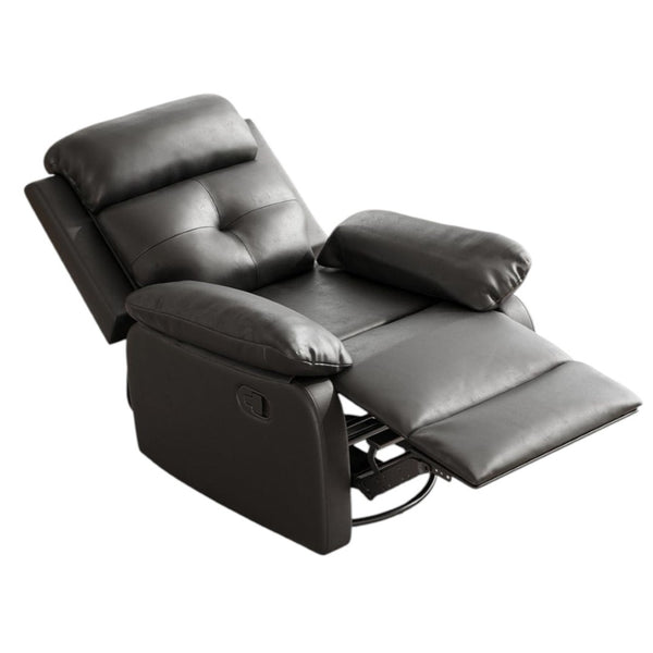 HomeRoots 37" Blue Faux Leather Recliner - Stylish Manual Mechanism with Storage for Ultimate Comfort & Relaxation 718724