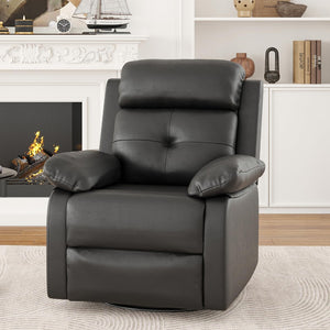 HomeRoots 37" Blue Faux Leather Recliner - Stylish Manual Mechanism with Storage for Ultimate Comfort & Relaxation 718724
