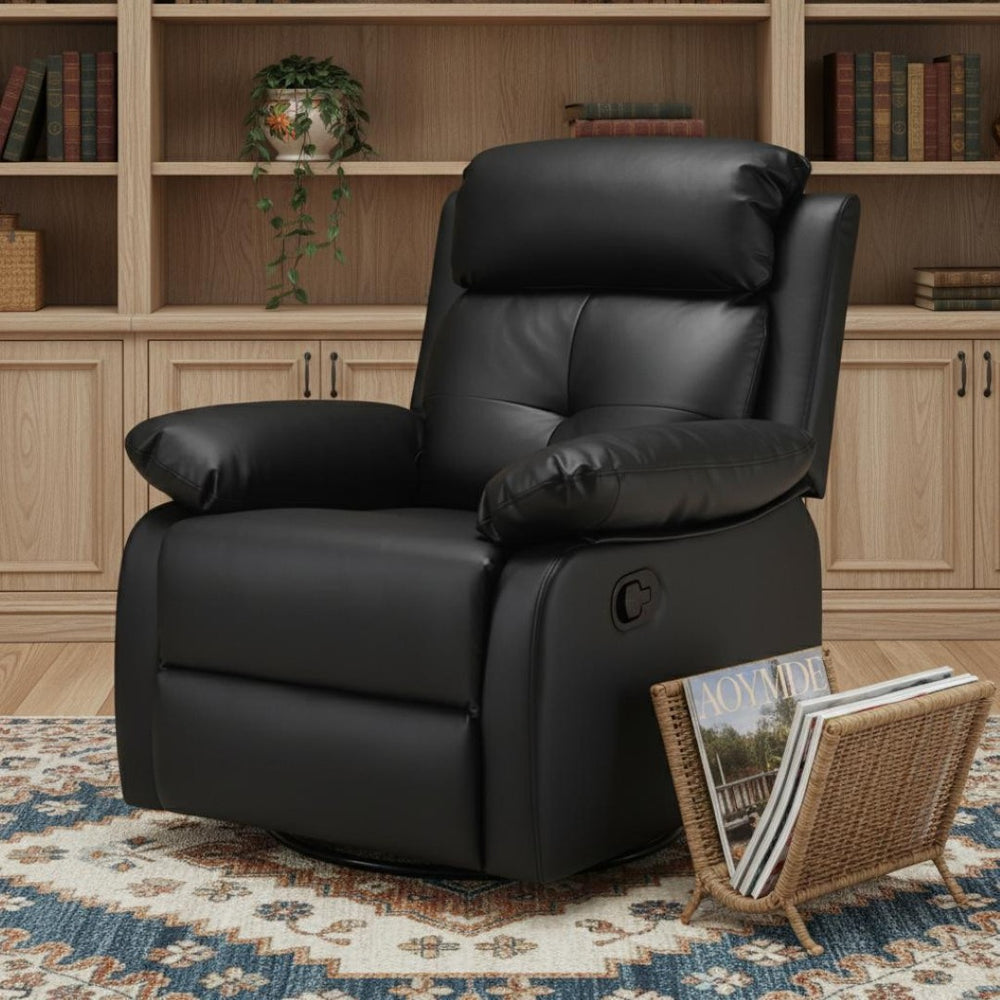 HomeRoots 37" Blue Faux Leather Recliner - Stylish Manual Mechanism with Storage for Ultimate Comfort & Relaxation 718724