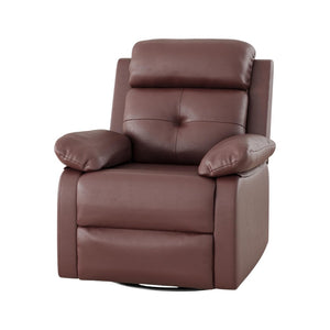 HomeRoots 37" Brown Faux Leather Manual Recliner - Compact Comfort Chair with Easy Recline & Storage Pocket 718726