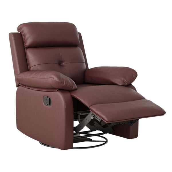 HomeRoots 37" Brown Faux Leather Manual Recliner - Compact Comfort Chair with Easy Recline & Storage Pocket 718726