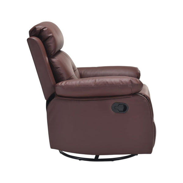 HomeRoots 37" Brown Faux Leather Manual Recliner - Compact Comfort Chair with Easy Recline & Storage Pocket 718726