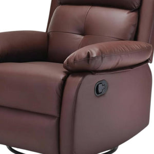 HomeRoots 37" Brown Faux Leather Manual Recliner - Compact Comfort Chair with Easy Recline & Storage Pocket 718726