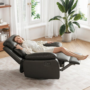 HomeRoots 37" Gray Faux Leather Manual Recliner - Stylish, Space-Saving Comfort for Living Rooms & Offices 718728