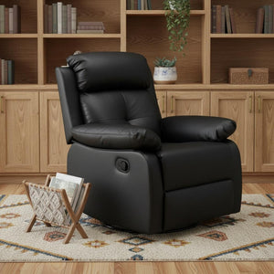HomeRoots 37" Gray Faux Leather Manual Recliner - Stylish, Space-Saving Comfort for Living Rooms & Offices 718728