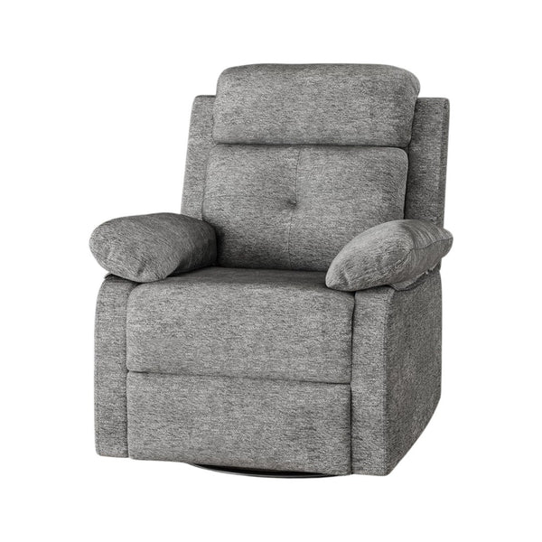 HomeRoots 38" Blue Faux Leather Manual Recliner - Stylish Comfort Chair with Easy Clean, 3-Position Recline & Storage 718729