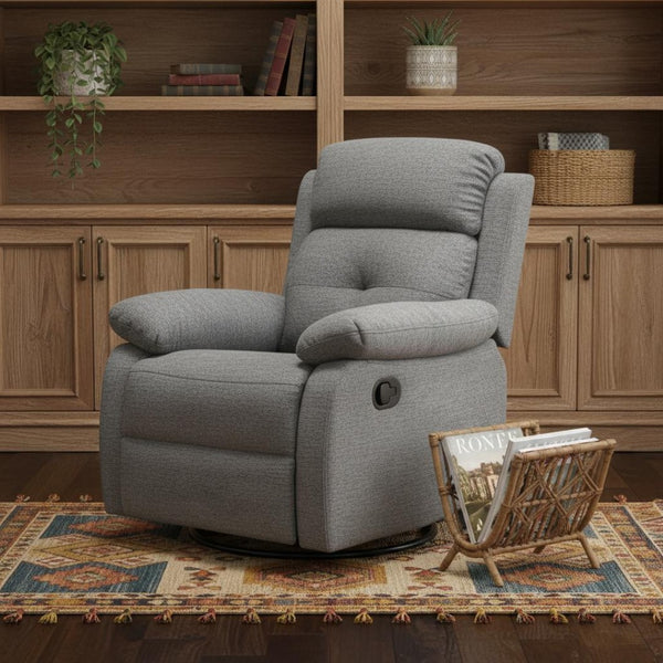 HomeRoots 38" Blue Faux Leather Manual Recliner - Stylish Comfort Chair with Easy Clean, 3-Position Recline & Storage 718729