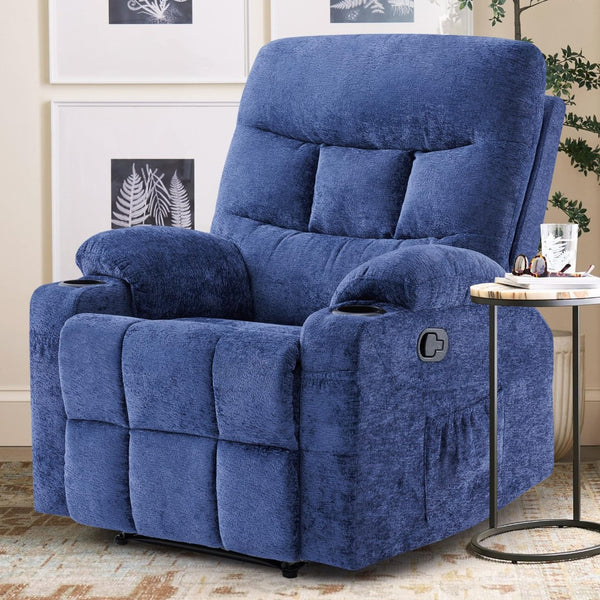 HomeRoots 38" Brown Faux Leather Manual Recliner - Stylish Comfort with 3 Positions & Convenient Side Storage 718730