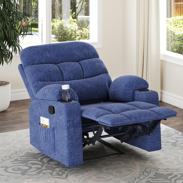 HomeRoots 38" Brown Faux Leather Manual Recliner - Stylish Comfort with 3 Positions & Convenient Side Storage 718730