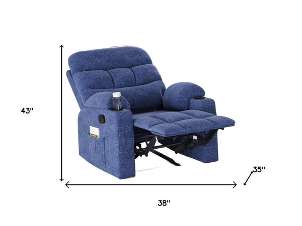 HomeRoots 38" Brown Faux Leather Manual Recliner - Stylish Comfort with 3 Positions & Convenient Side Storage 718730