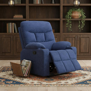 HomeRoots 38" Brown Faux Leather Manual Recliner - Stylish Comfort with 3 Positions & Convenient Side Storage 718730