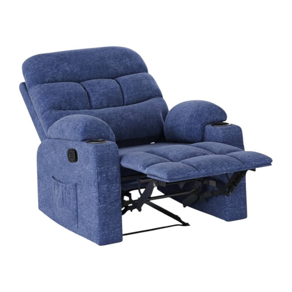 HomeRoots 38" Brown Faux Leather Manual Recliner - Stylish Comfort with 3 Positions & Convenient Side Storage 718730