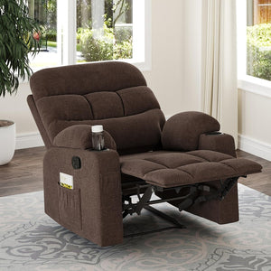 HomeRoots 38" Gray Faux Leather Manual Recliner - Stylish Comfort with 3-Position Recline & Pocket Storage 718731